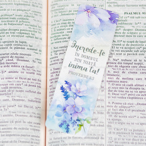 Semn carte Increde-te in Domnul din toata inima ta flori mov  - 01 stephanus.ro
