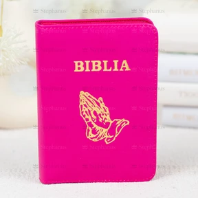 Biblia Sbr Mica (Piele, Fermoar, Index) Roz (Cu Maini) - 047 ZTI - 01 stephanus.ro
