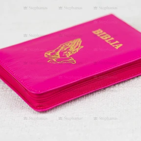 Biblia Sbr Mica (Piele, Fermoar, Index) Roz (Cu Maini) - 047 ZTI - 02 stephanus.ro