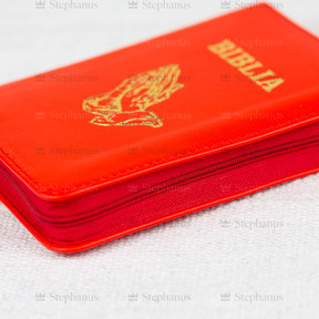 Biblia Sbr Mica (Piele, Fermoar, Index) Portocaliu aprins (Cu Maini) - 047 ZTI - 02 stephanus.ro