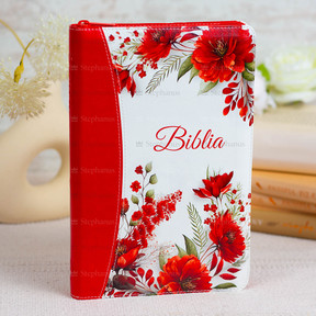 Biblia Cornilescu format mare Dumitru Cornilescu 076 ZTI - Rosu Floral - 01 - stephanus.ro