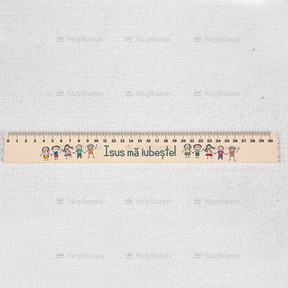 Rigla de lemn: Isus Ma Iubeste! 30 Cm - 02 stephanus.ro