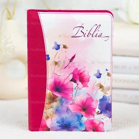 Biblia Evs Medie 053 (Aurita, Index, Cu Fermoar) - Rosu Floral 1