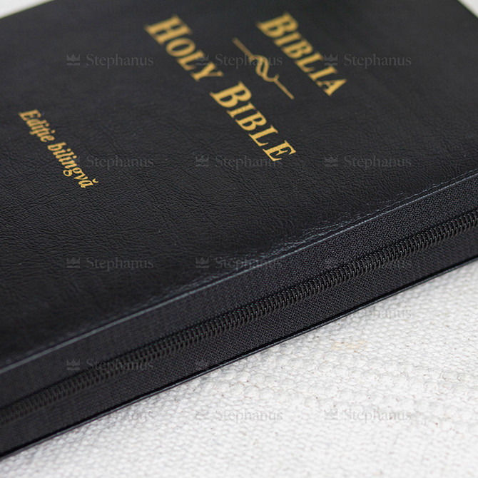 Biblia mare Romana-Engleza - Neagra - Ediție Bilingva (Fermoar, Aurită) - ZTI - 03 stephanus.ro
