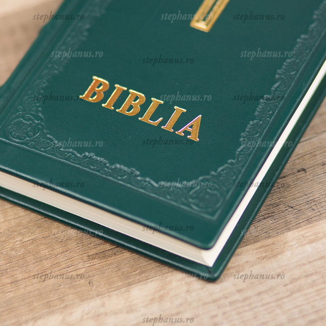 Biblia Medie - Handmade - Piele Naturala- Verde- 063 Cobo*