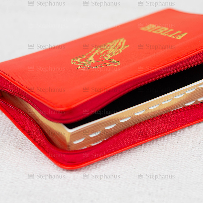 Biblia Sbr Mica (Piele, Fermoar, Index) Portocaliu aprins (Cu Maini) - 047 ZTI - 03 stephanus.ro
