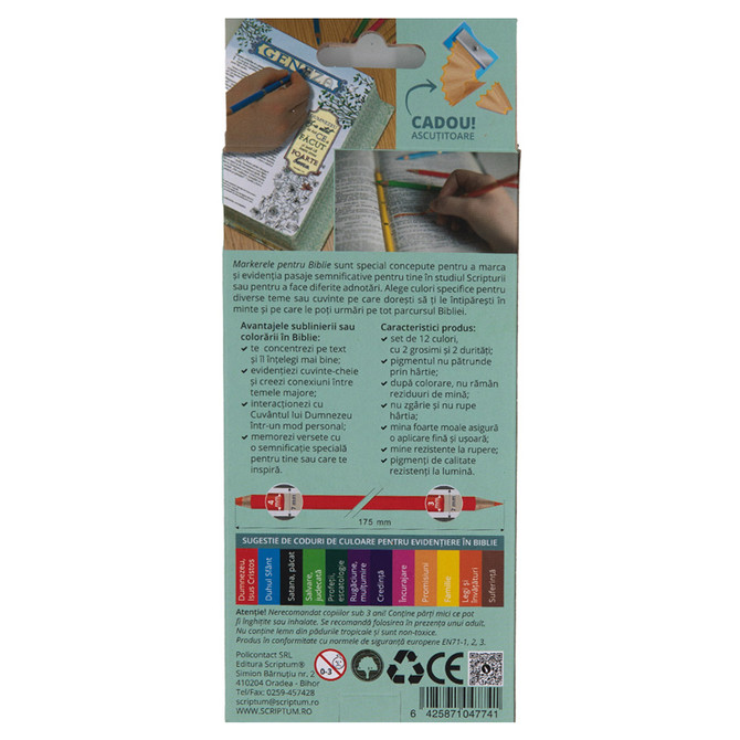 12 Creioane pentru colorat Biblia