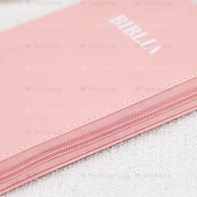 Biblia, Dumitru Cornilescu, Medie, - Roz - 052 ZTI, Fermoar, Aurită, Fără Index - SBR  - 05 - stephanus.ro