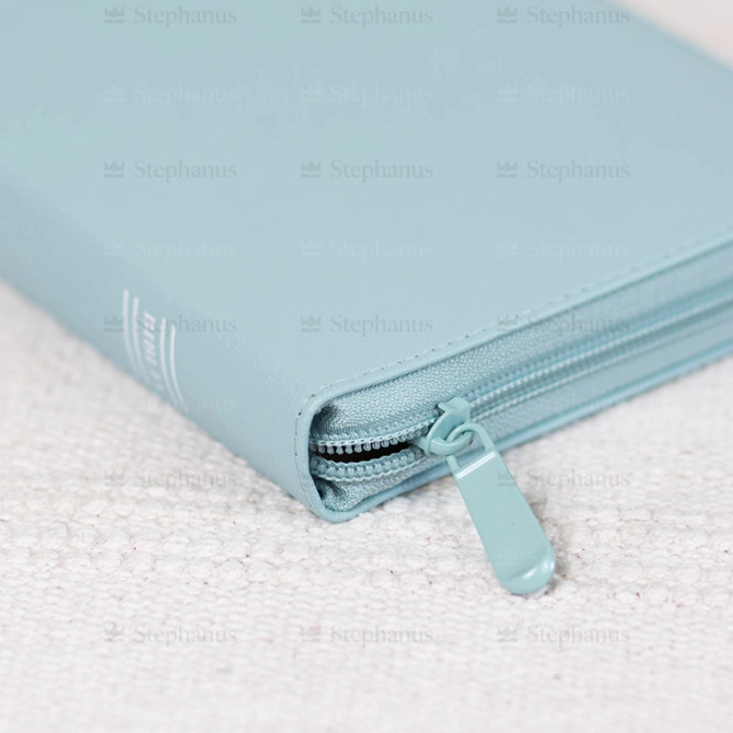 Biblia, Dumitru Cornilescu, Medie, Albastru deschis / Turquaz - 057 ZTI, Fermoar, Aurită, Index de căutare rapidă SBR  - 03 - stephanus.ro