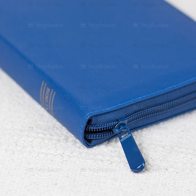 Biblia, Dumitru Cornilescu, Medie, Albastru - 057 ZTI, Fermoar, Aurită, Index de căutare rapidă SBR - 05 - stephanus.ro