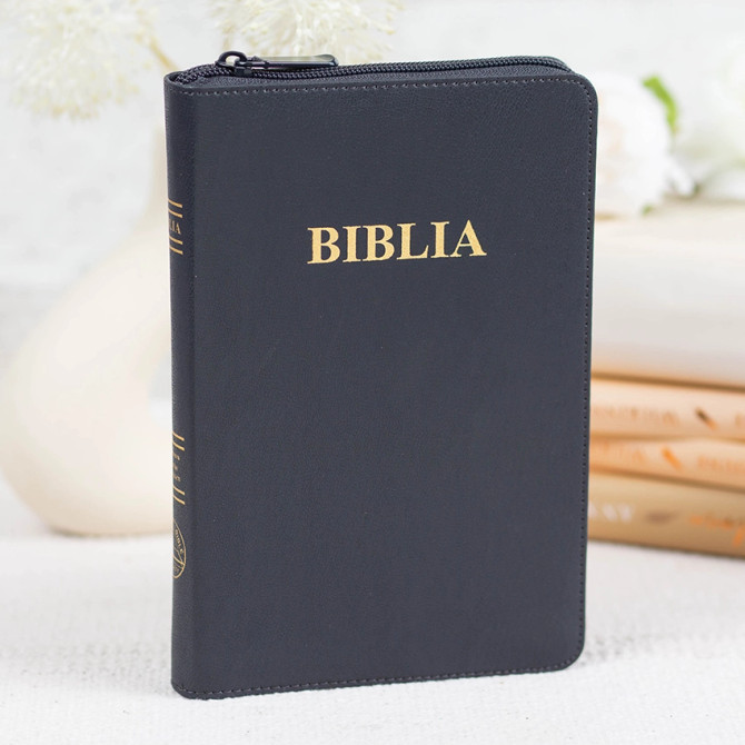 Biblia, Dumitru Cornilescu, Medie, Albastru Inchis - 057 ZTI, Fermoar, Aurită, Index de căutare rapidă SBR - 01 - stephanus.ro