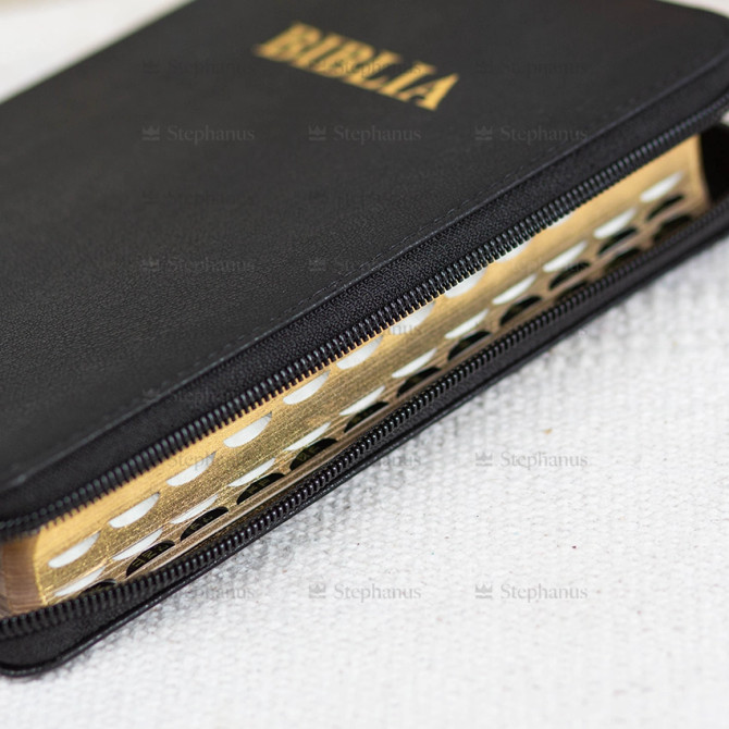 Biblia, Dumitru Cornilescu, Medie,  Neargă - 057 ZTI, Fermoar, Aurită, Indexde căutare rapidă SBR - 03 - stephanus.ro