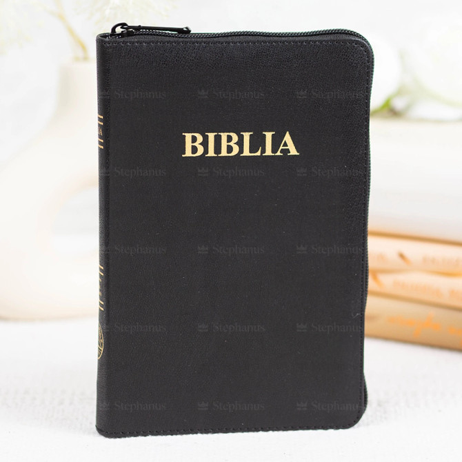 Biblia, Dumitru Cornilescu, Medie,  Neargă - 057 ZTI, Fermoar, Aurită, Indexde căutare rapidă SBR - 01 - stephanus.ro