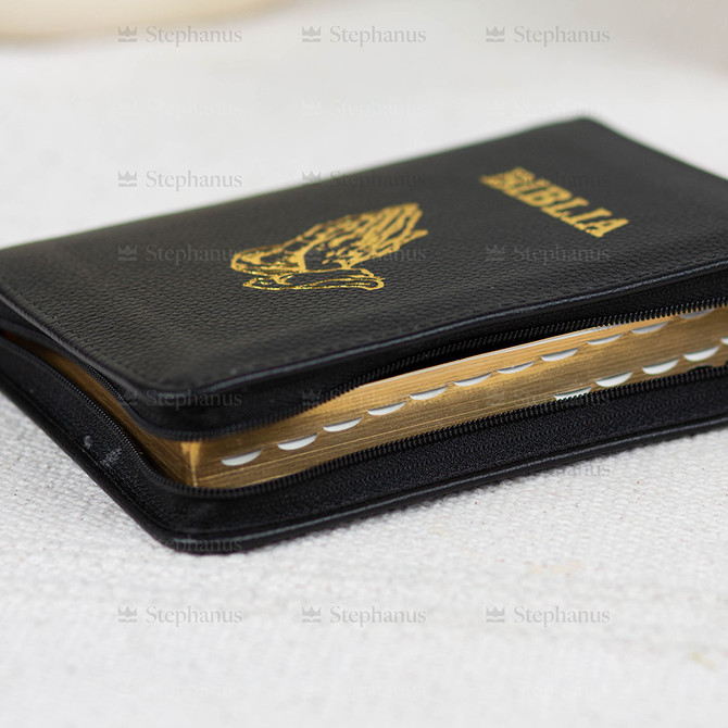 Biblia Sbr Mica (Piele,Fermoar, Index) - Neagra (Cu Maini) 047 ZTI - 03 stephanus.ro
