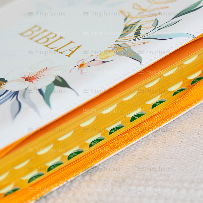 Biblia Cornilescu format mare Dumitru Cornilescu 076 ZTI - Alb Auriu Floral