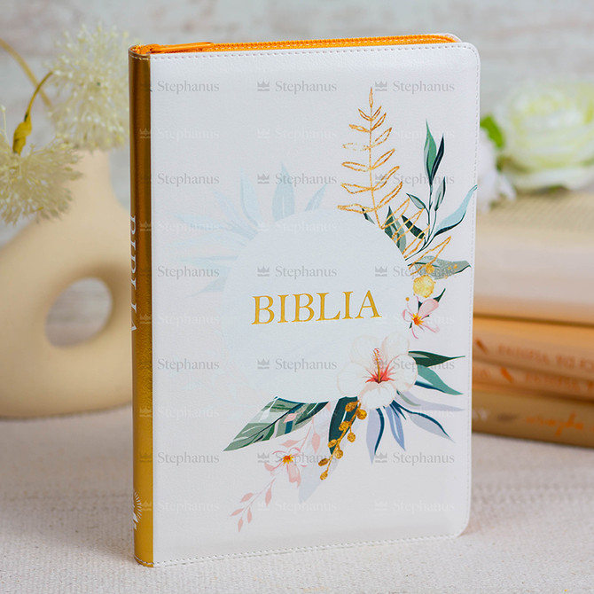 Biblia Cornilescu format mare Dumitru Cornilescu 076 ZTI - Alb Auriu Floral