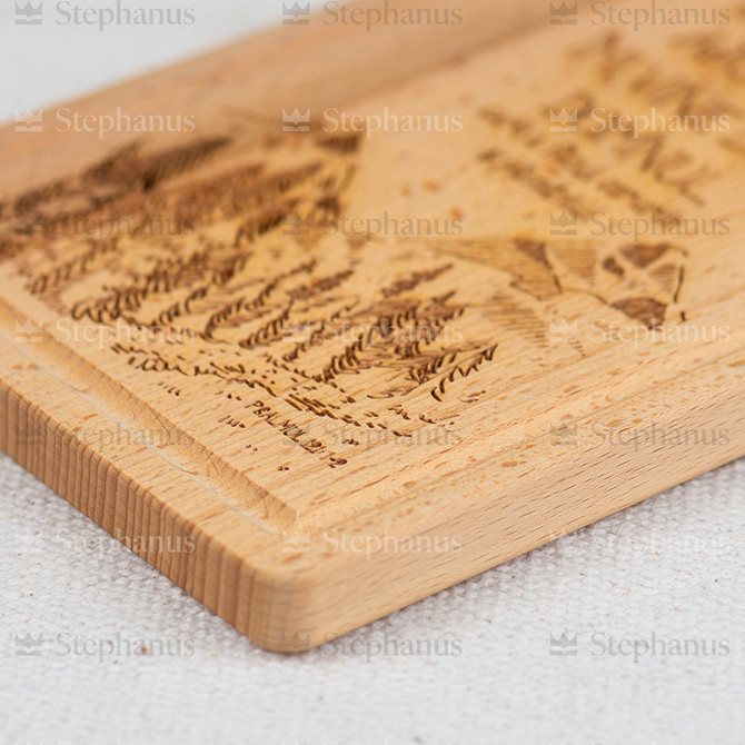 Tocator lemn: Imi ridic ochii spre munti...16x35 cm - 03 stephanus.ro