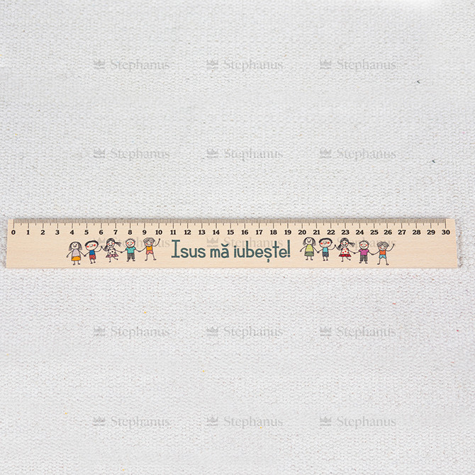 Rigla de lemn: Isus Ma Iubeste! 30 Cm - 02 stephanus.ro