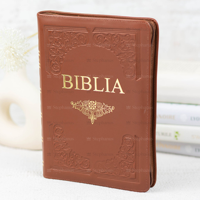 Biblia mare cu fermoar- Hand Made - Dumitru Cornilescu, - Co77 ZTi - Maro - 02 stephanus.ro