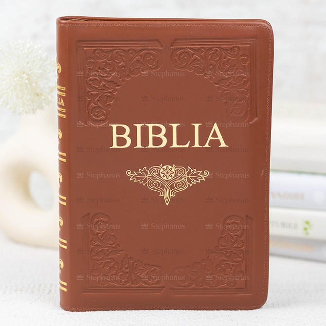 Biblia mare cu fermoar- Hand Made - Dumitru Cornilescu, - Co77 ZTi - Maro - 01 stephanus.ro