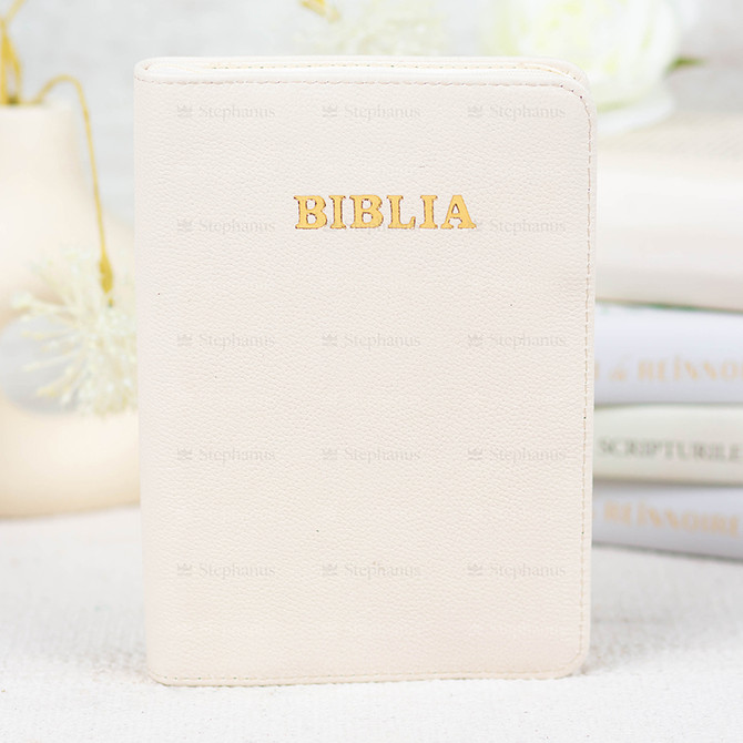 Biblia Medie - 057 Pf (Piele Fermoar) Alb Ivoire - 01 stephanus.ro