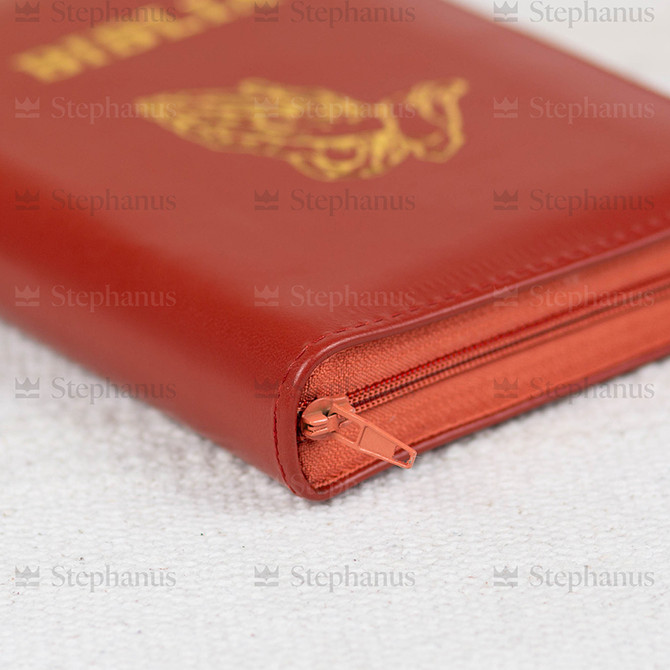 Biblia Sbr Mica (Piele, Fermoar, Index) Maro/Roscat (Cu Maini) - 047 ZTI - 04 stephanus.ro