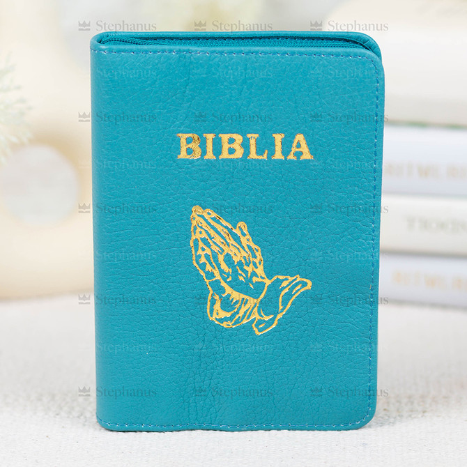 Biblia Sbr Mica (Piele, Fermoar, Index) - Turcoaz (Cu Maini) - 047 ZTI - 01 stephanus.ro
