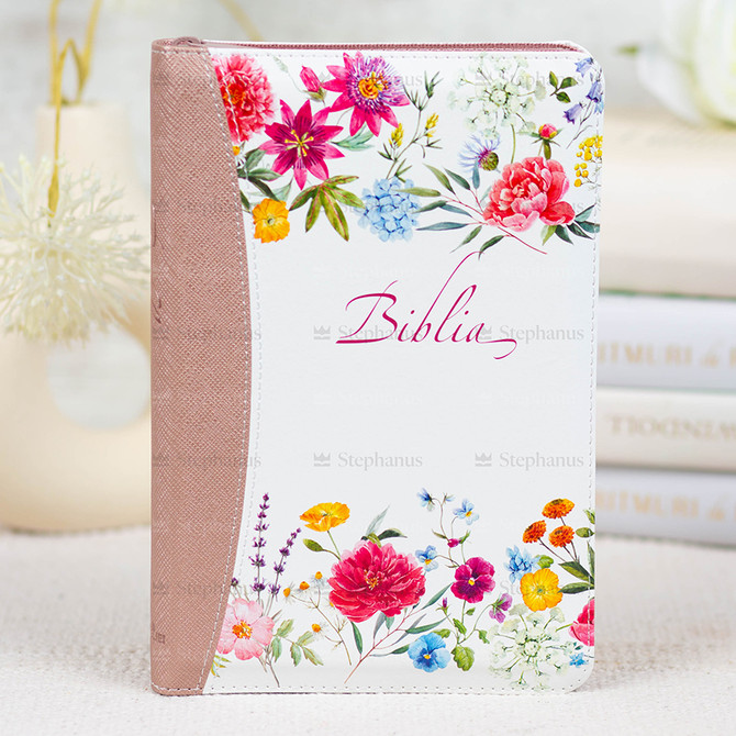 Biblia Evs Medie 053 (Aurita, Index, Cu Fermoar) - Alb Floral 1 stephanus.ro