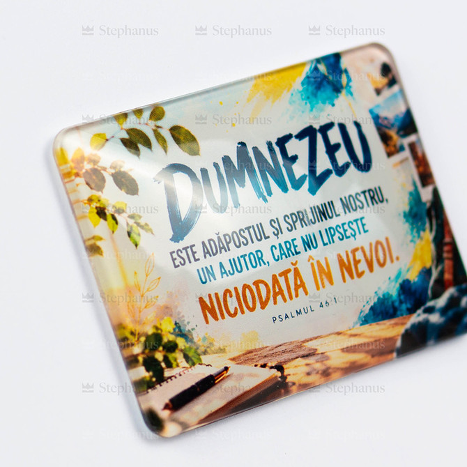 Magnet Bombat: Dumnezeu Este Adapostul Si Sprijinul Nostru (6,5 X 9 Cm)