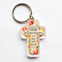 Breloc plastic cruce: Oricine crede in El nu va pieri (3 X 5 Cm)
