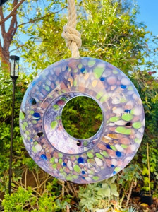 Glass Bird Feeder / Terrarium, Confetti Purple