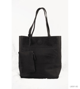Raw Edge Tote Handbag Black
