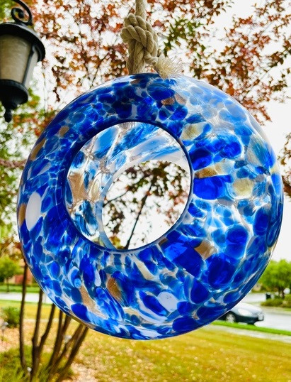 Glass Bird Feeder / Terrarium, Confetti Cobalt
