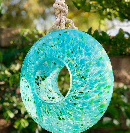 Glass Bird Feeder / Terrarium, Confetti Teal