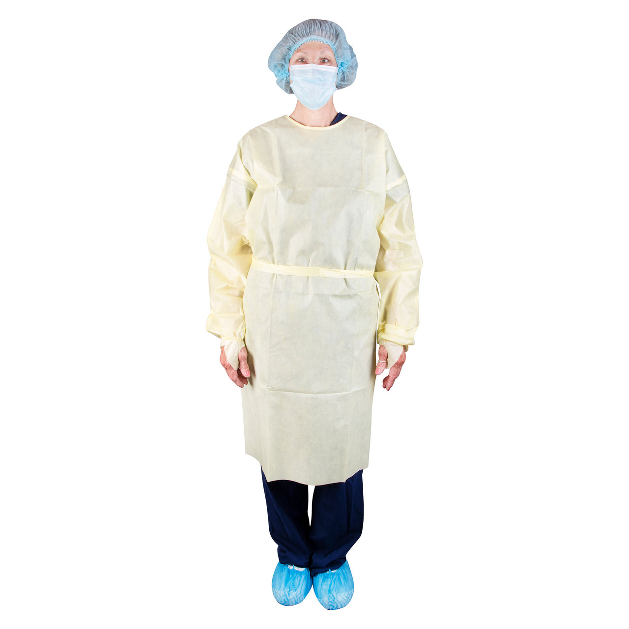 Gowns- Lightweight Polypropylene Isolation Gowns, Regular/Large, 50 EA/CS,  5 PK/CS (non-returnable)