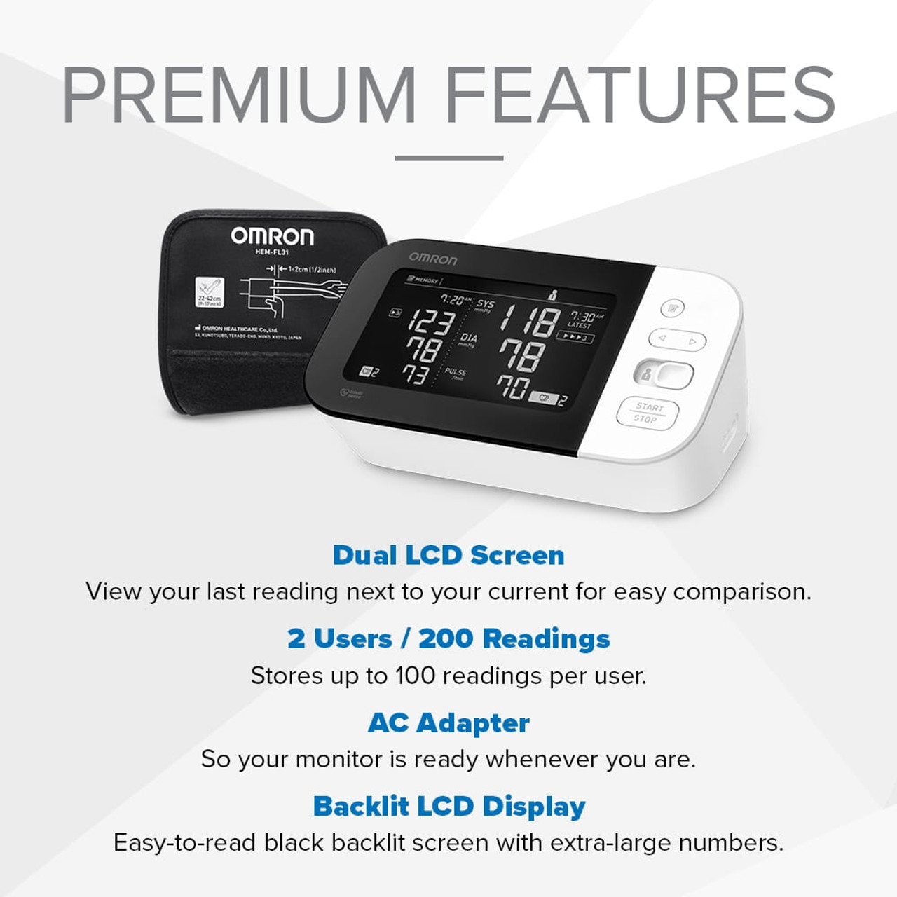 OMRON Platinum Blood Pressure Monitor, Upper Arm Cuff, Digital Bluetooth  Blood Pressure Machine, Stores Up To 200 Readings for Two Users (100 each)