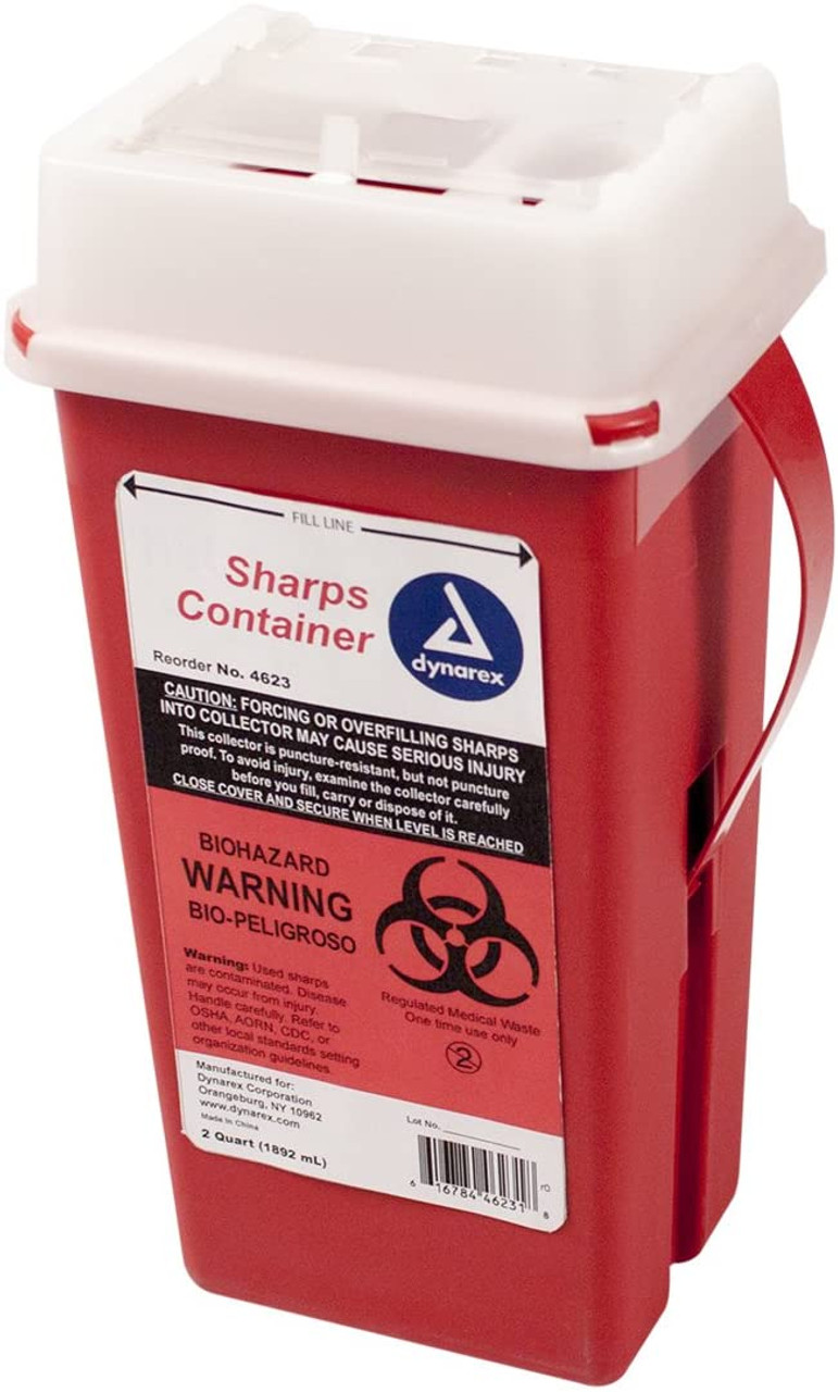 Sharps Container Biohazard Needle Disposal - 1 Quart