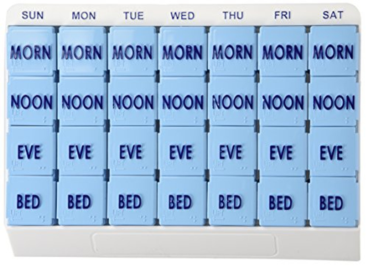 Maxpert Weekly Round Pill Organizer - 7 Day AM/PM Pill Box and Pill Planner  - Dispenser Box for Medications - Fish Oil, Cod Liver Oil, Vitamins