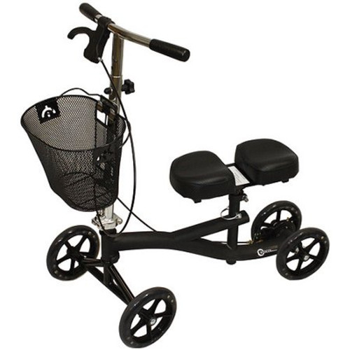 Roscoe Medical Knee Walker Scooter With Basket And Padded Seat, Black