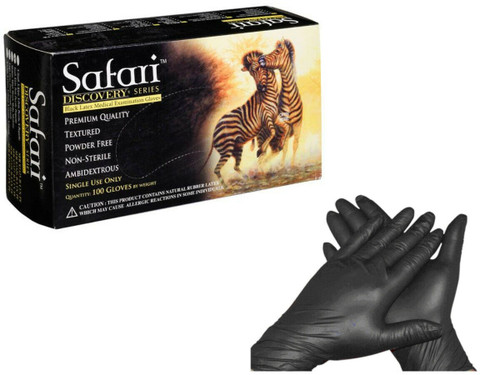 Black Latex Gloves Examination X-Small - Safari  100/Box