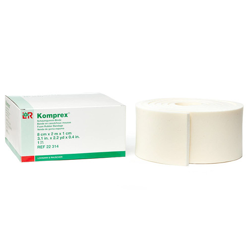 Lohmann Komprex Foam Rubber Roll, 10 mm Thick Roll of Foam Padding for Compression Wrapping, 8 cm Wide x 2 m Long