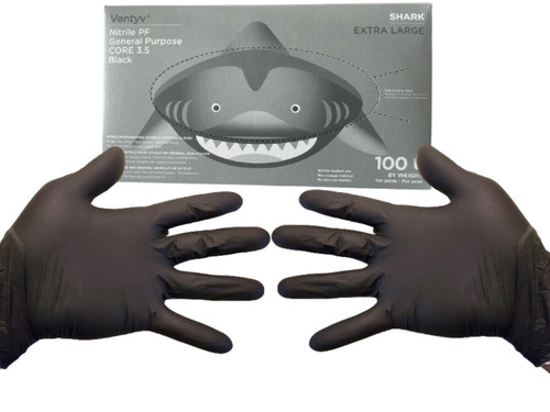 Ventyv Black Nitrile Gloves, Size: Medium