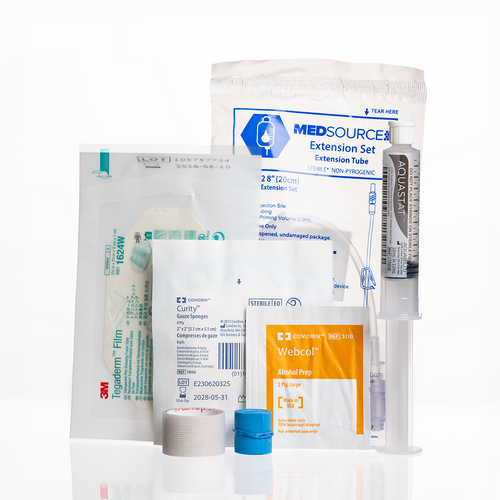 IV Start Kit by easycare showing all components out of kit packaging.
