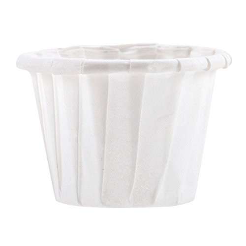 Solo 075-2050 0.75 Oz White Treated Paper Pleated Souffle Portion Cup, 250 Cups Per Pack, Pack Of 20