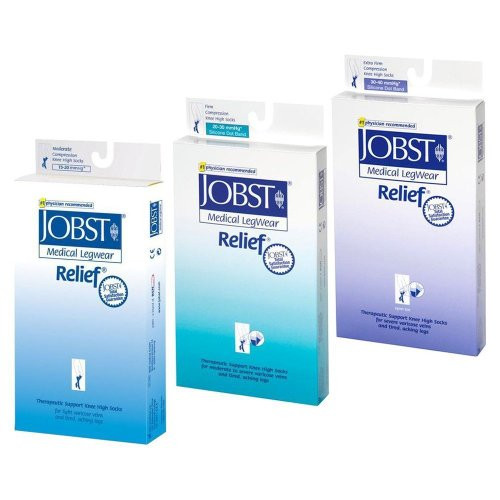 Jobst Relief Thigh High With Silicone Band 15-20Mmhg Closed Toe, S, Beige