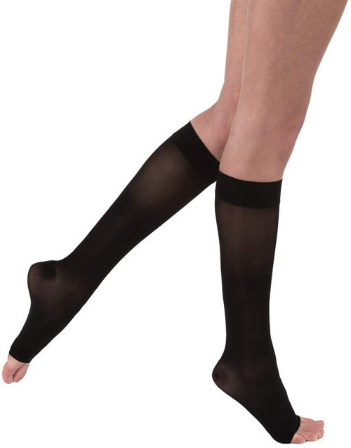 Ultrasheer 30-40Mmhg Open Toe Knee-High Extra Firm Compression Stockings-Classic Black, Medium,Pair