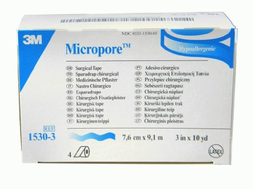 3M Micropore Paper Surgical Tape Standard Roll 3 X 10Yard Hypoallergenic - Box Of 4 - Model 1530-3