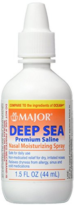 Major Deep Sea Premium Saline Nasal Moisturizing Spray 1.5 Oz, 5 Pack