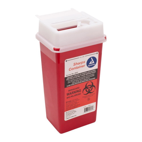 Medical 2 Quart Sharps Container Needle Disposal, Dimensions - 8.5 H X 3.5 L X 2.5 W By Dynarex