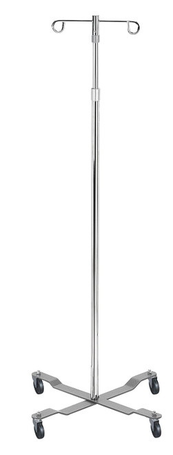 New Rolling 2-Hook 4-Leg Chrome Plated Iv Stand Pole Wheeled I V Poles I.V. Cart